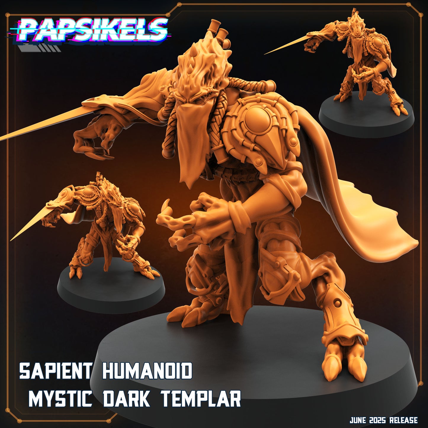 Aliens Vs Humans - Dark Space I Sapient Humanoid Mystic Dark Templar - StarCraft Inspired - Papsikels, 28mm / 32mm Mini for TTRPG Gaming RPG