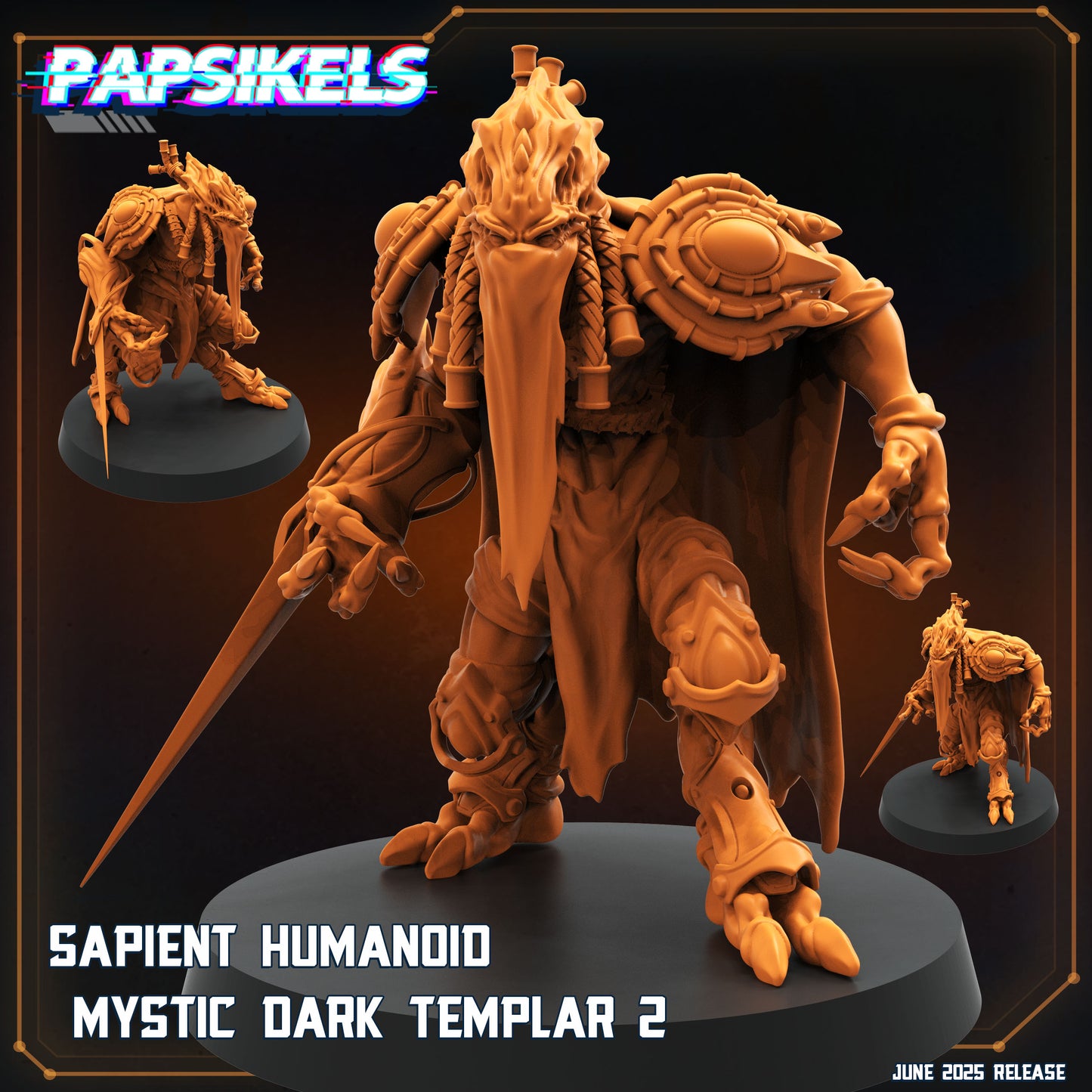 Aliens Vs Humans - Dark Space I Sapient Humanoid Mystic Dark Templar - StarCraft Inspired - Papsikels, 28mm / 32mm Mini for TTRPG Gaming RPG