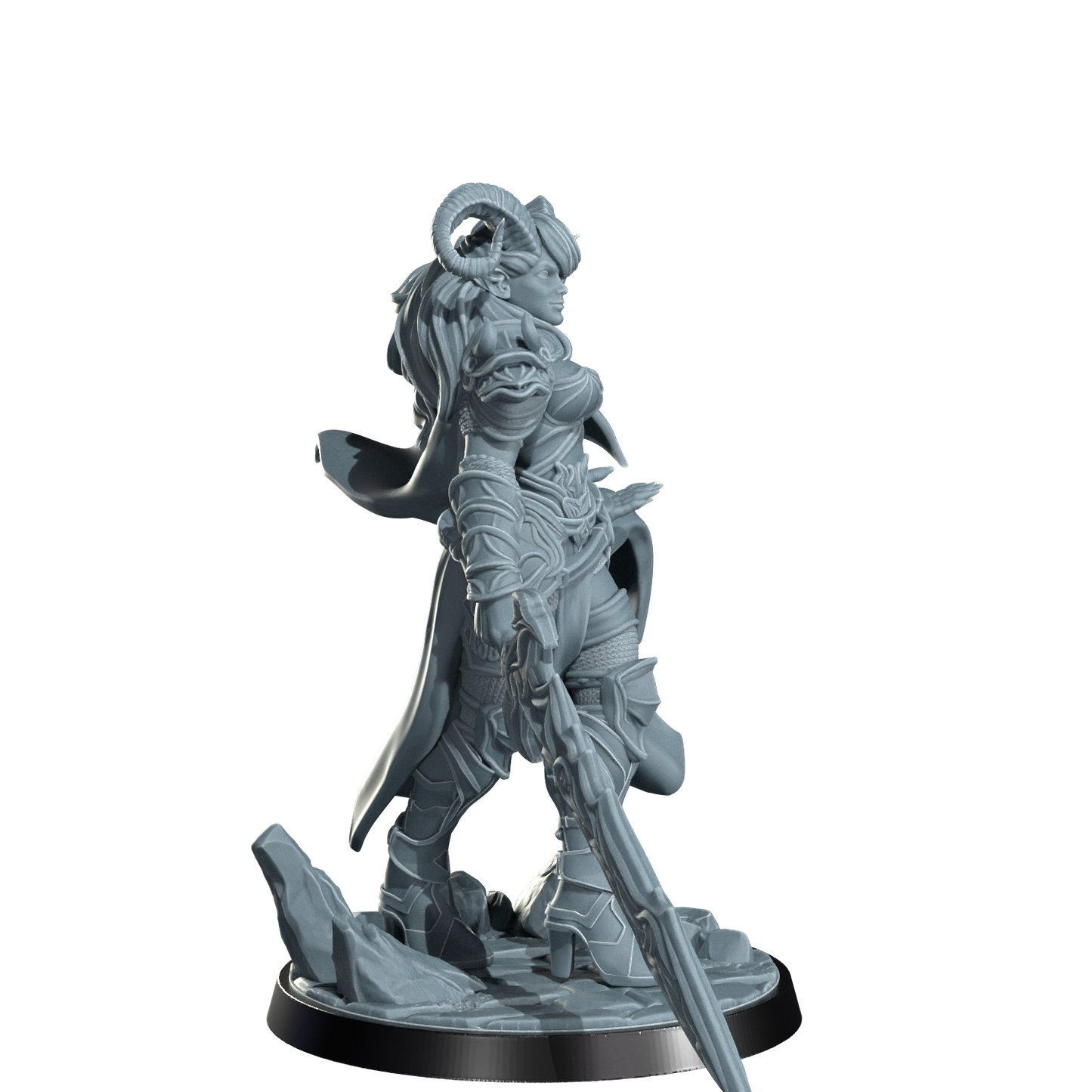Kaela The Infernal Blade, Tiefling Warrior | Dungeons and Damsels | Cosmondo | 28mm, 32mm, 75mm | Dungeons & Dragons | TTRPG | RPG | Resin