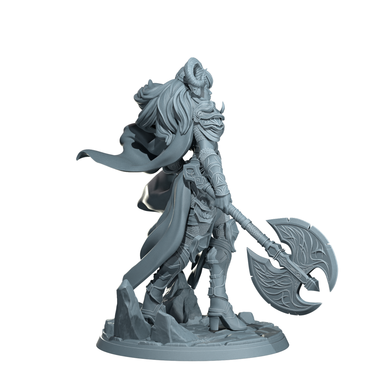 Kaela The Infernal Blade, Tiefling Warrior | Dungeons and Damsels | Cosmondo | 28mm, 32mm, 75mm | Dungeons & Dragons | TTRPG | RPG | Resin