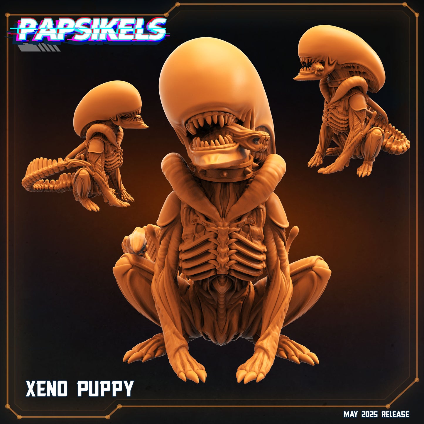 Xeno Puppy, Xenomorph, Papsikels, 3D Printed Resin Model for Tabletop