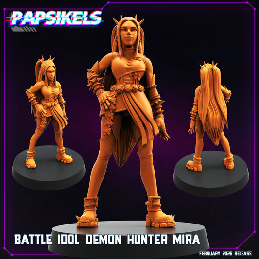KPop Demon Hunters fanart Mira Papsikels cyberpunk resin miniature standing pose