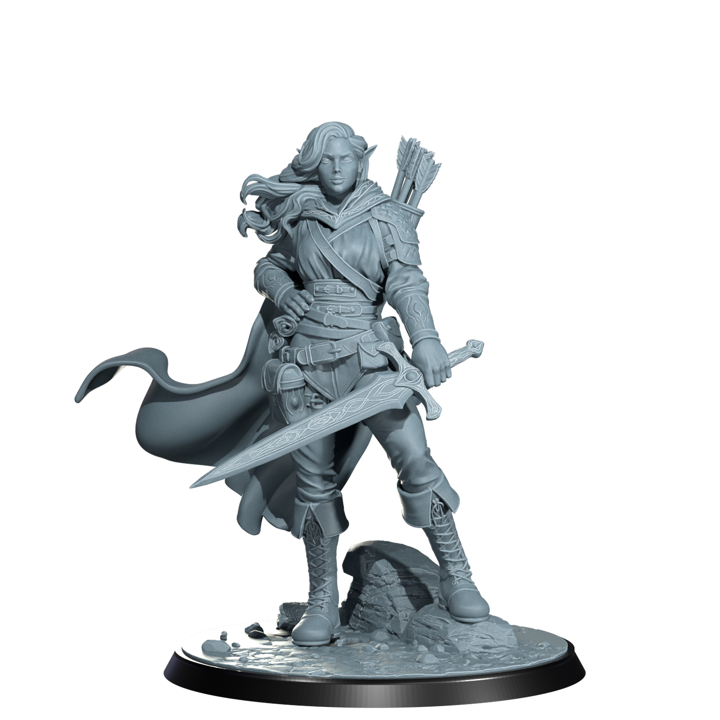 Arannis Windwhisper, Elven Ranger | Dungeons and Damsels | Cosmondo | 28mm, 32mm, 75mm | Dungeons & Dragons | TTRPG | RPG | Resin