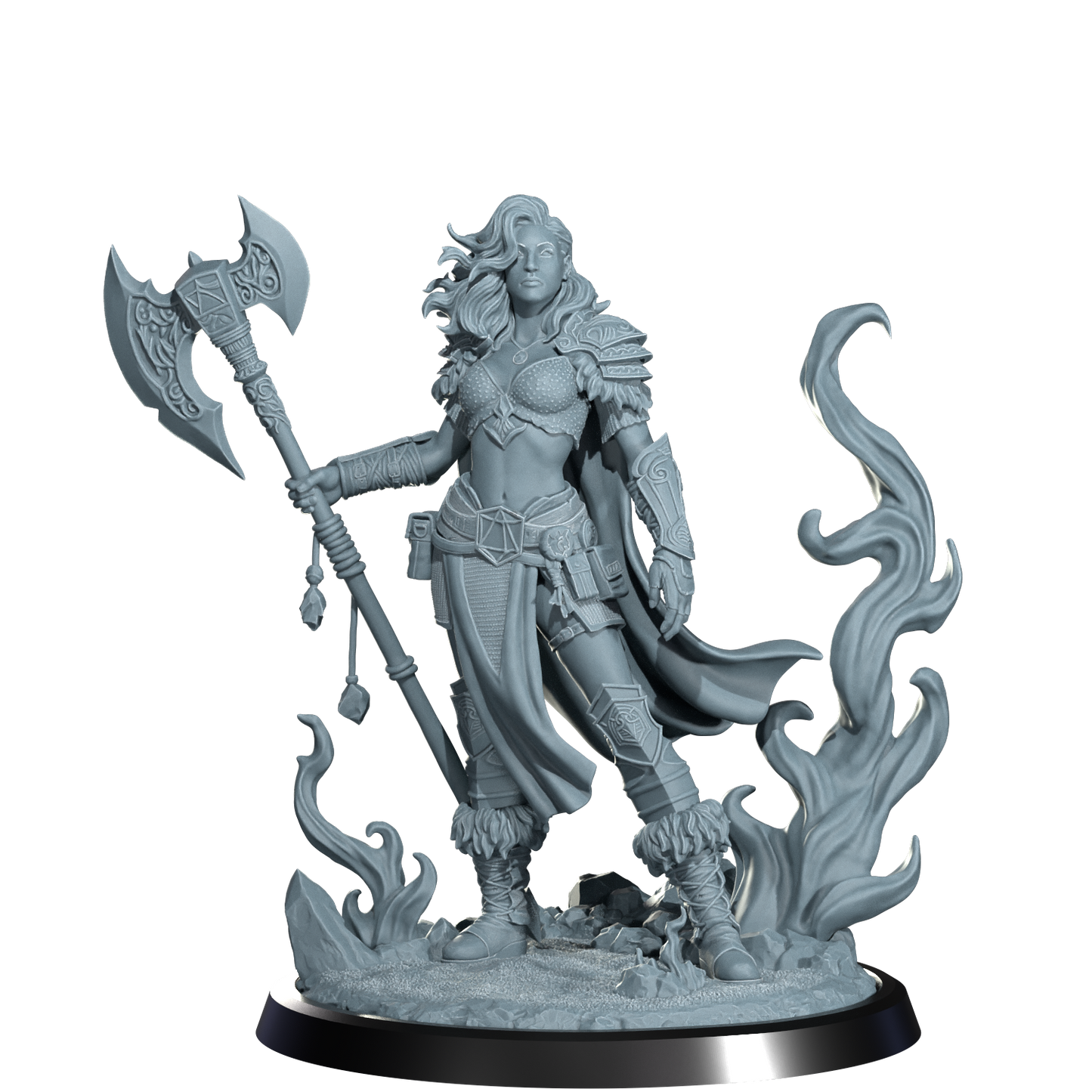 Ignara Flameborn, Fire Genasi Barbarian | Dungeons and Damsels | Cosmondo | 28mm, 32mm, 75mm | Dungeons & Dragons | TTRPG | RPG | Resin