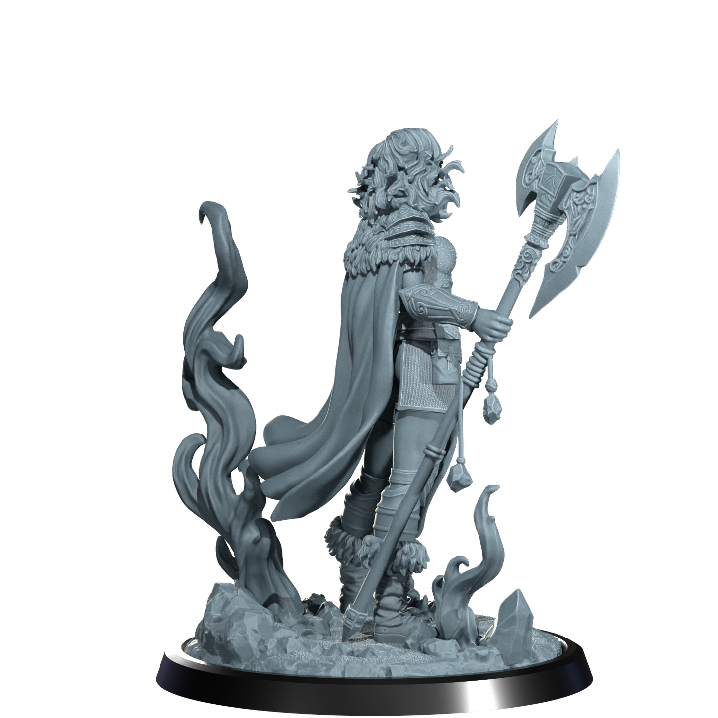 Ignara Flameborn, Fire Genasi Barbarian | Dungeons and Damsels | Cosmondo | 28mm, 32mm, 75mm | Dungeons & Dragons | TTRPG | RPG | Resin
