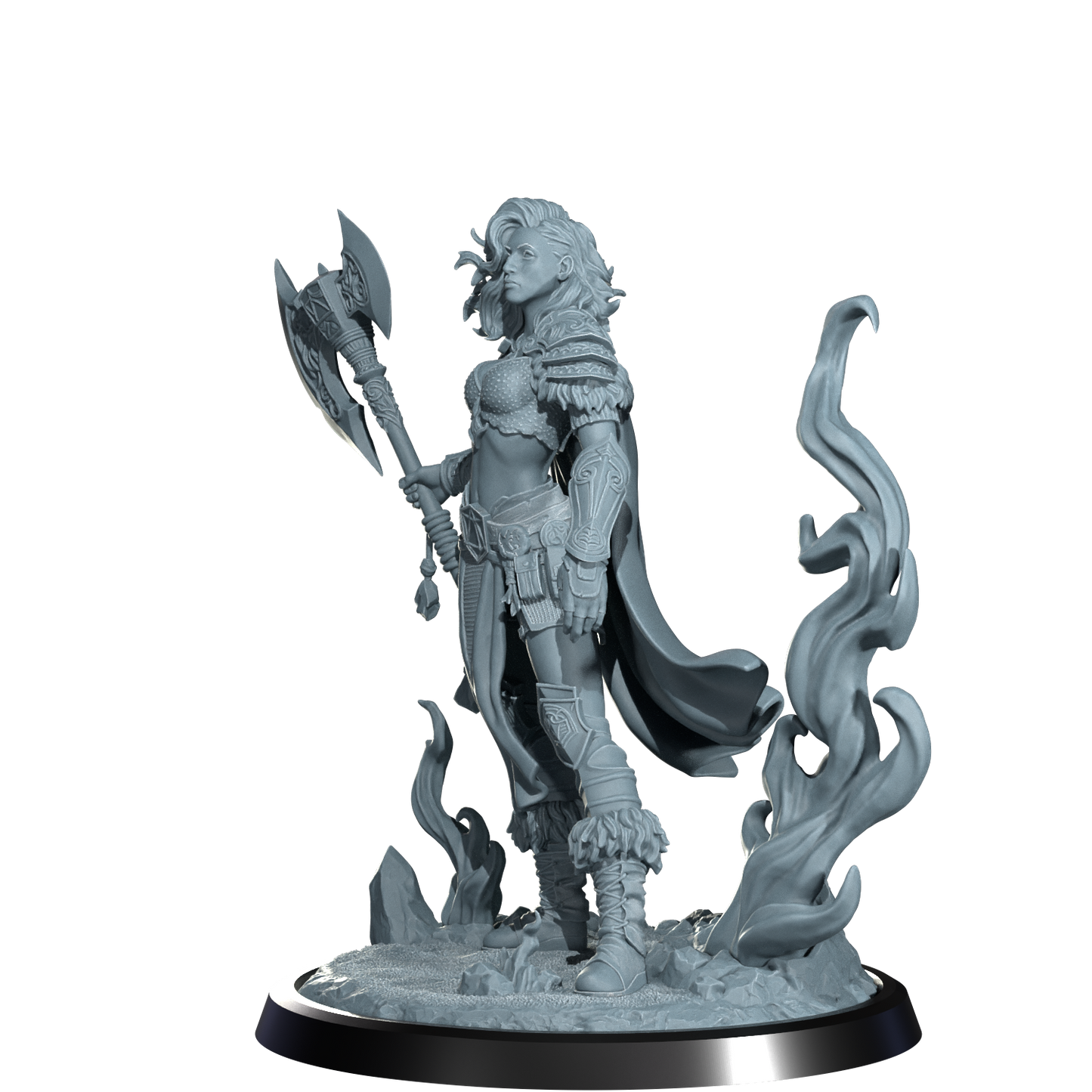 Ignara Flameborn, Fire Genasi Barbarian | Dungeons and Damsels | Cosmondo | 28mm, 32mm, 75mm | Dungeons & Dragons | TTRPG | RPG | Resin
