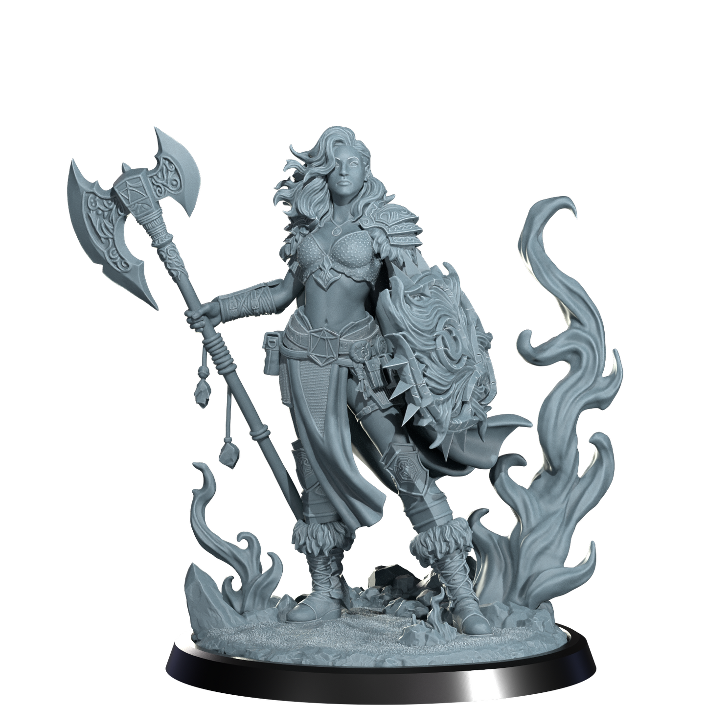 Ignara Flameborn, Fire Genasi Barbarian | Dungeons and Damsels | Cosmondo | 28mm, 32mm, 75mm | Dungeons & Dragons | TTRPG | RPG | Resin