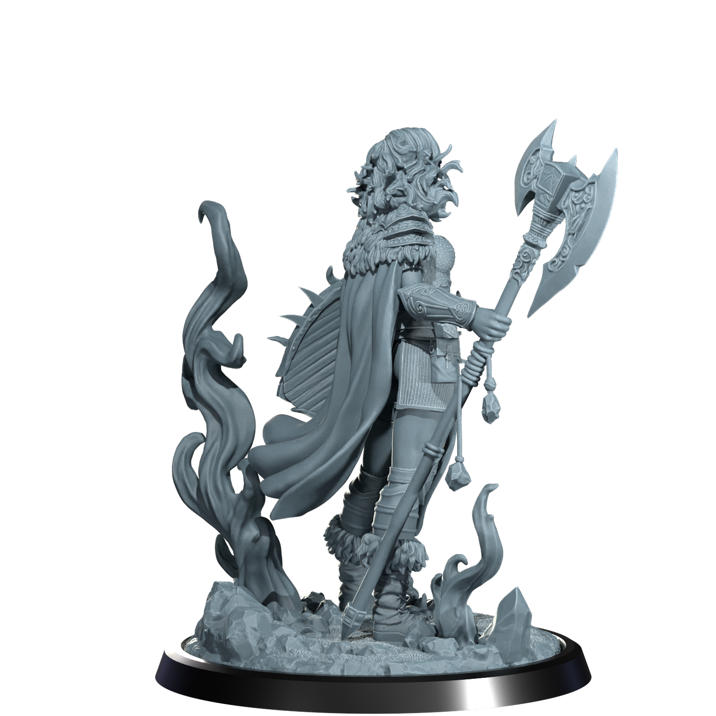 Ignara Flameborn, Fire Genasi Barbarian | Dungeons and Damsels | Cosmondo | 28mm, 32mm, 75mm | Dungeons & Dragons | TTRPG | RPG | Resin