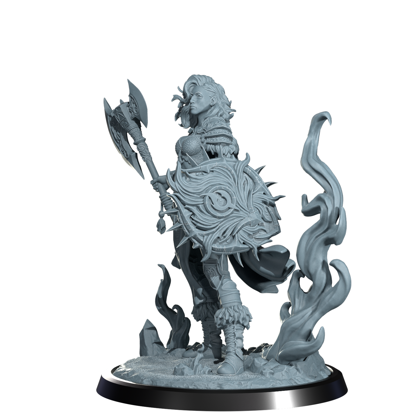 Ignara Flameborn, Fire Genasi Barbarian | Dungeons and Damsels | Cosmondo | 28mm, 32mm, 75mm | Dungeons & Dragons | TTRPG | RPG | Resin