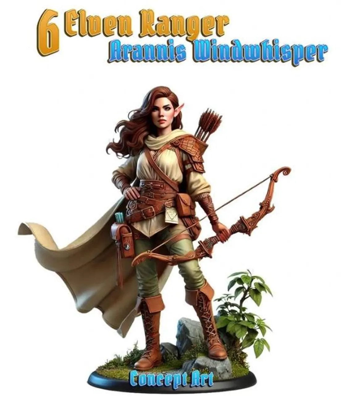 Arannis Windwhisper, Elven Ranger | Dungeons and Damsels | Cosmondo | 28mm, 32mm, 75mm | Dungeons & Dragons | TTRPG | RPG | Resin