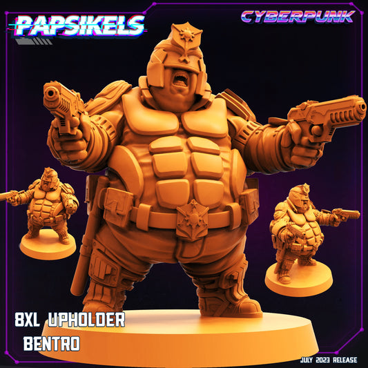 Cyberpunk Law Enforcer 32mm Miniature - 8XL Upholder Bentro Figure for RPG and Tabletop Gaming