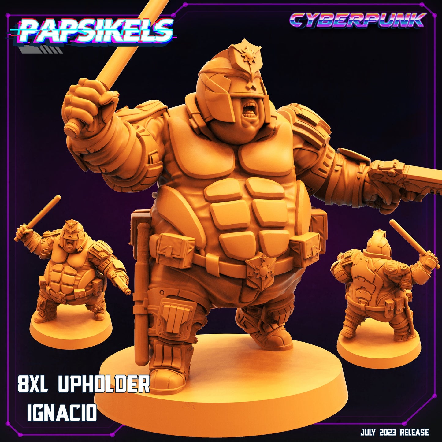 Cyberpunk Law Enforcer Ignacio 32mm Miniature - Papsikels RPG Tabletop Gaming Figure