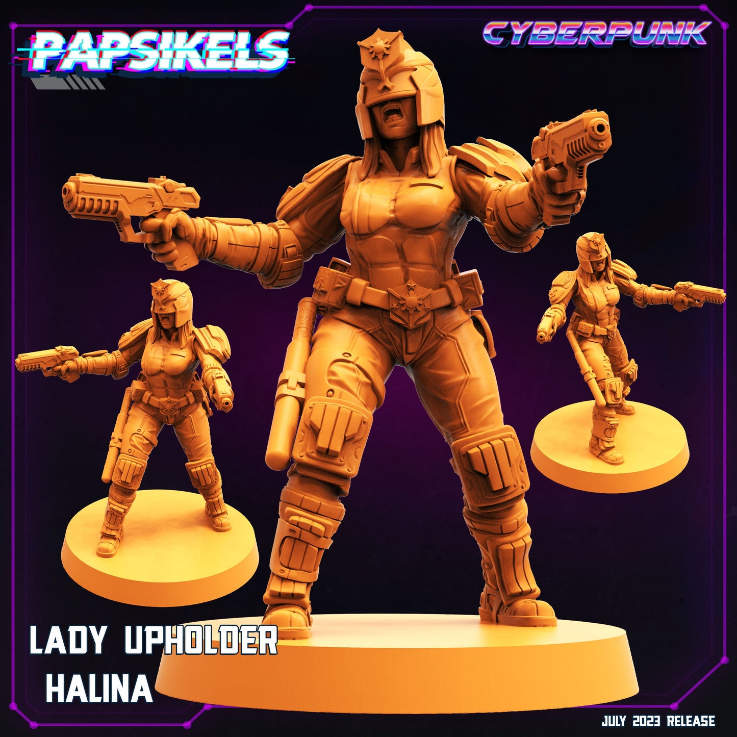 Cyberpunk Lady Upholder Halina 32mm Miniature - Papsikels RPG Figurine for Tabletop Gaming