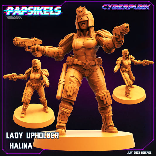 Cyberpunk Lady Upholder Halina 32mm Miniature - Papsikels RPG Figurine for Tabletop Gaming