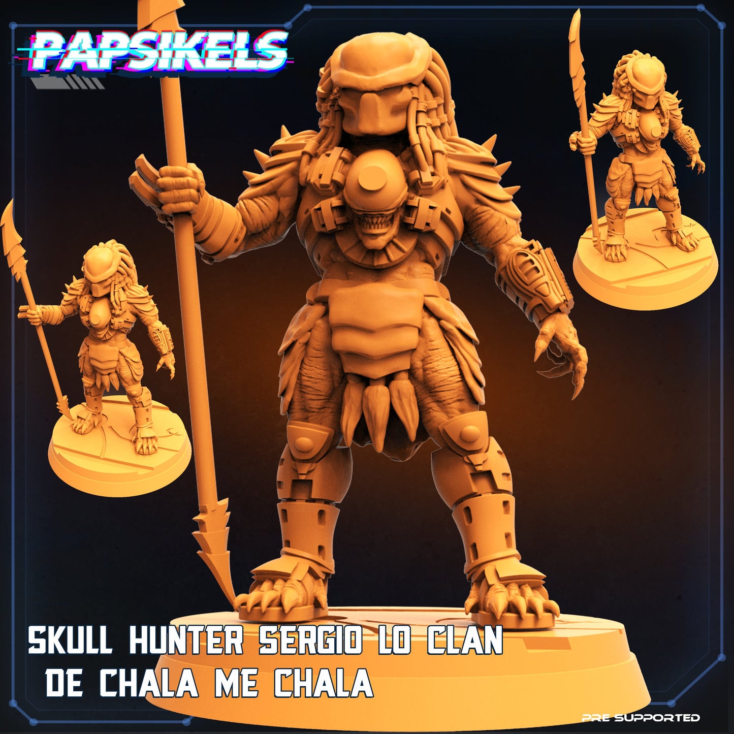 Skull Hunters 32mm Resin Miniature - Sergio Lo Clan Papsikels Tabletop RPG Figurine for Predator-Themed Games