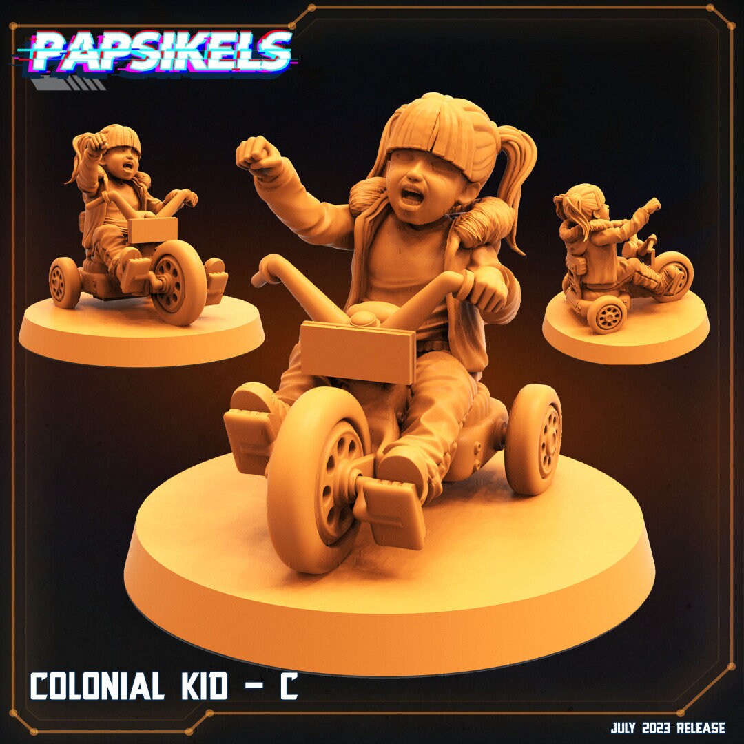 Sci-Fi Colonial Kids 32mm Miniatures for Tabletop RPGs - Alien vs. Human Marines Figures