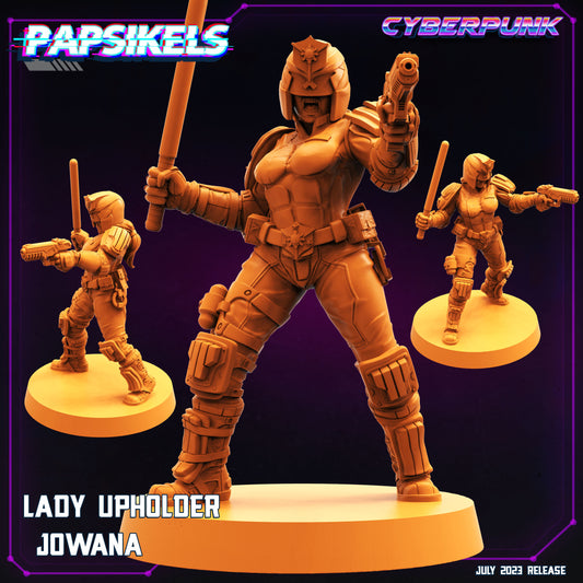Cyberpunk Lady Upholder Jowana 32mm Miniature - Papsikels RPG Figurine for Law Enforcement Tabletop Gaming
