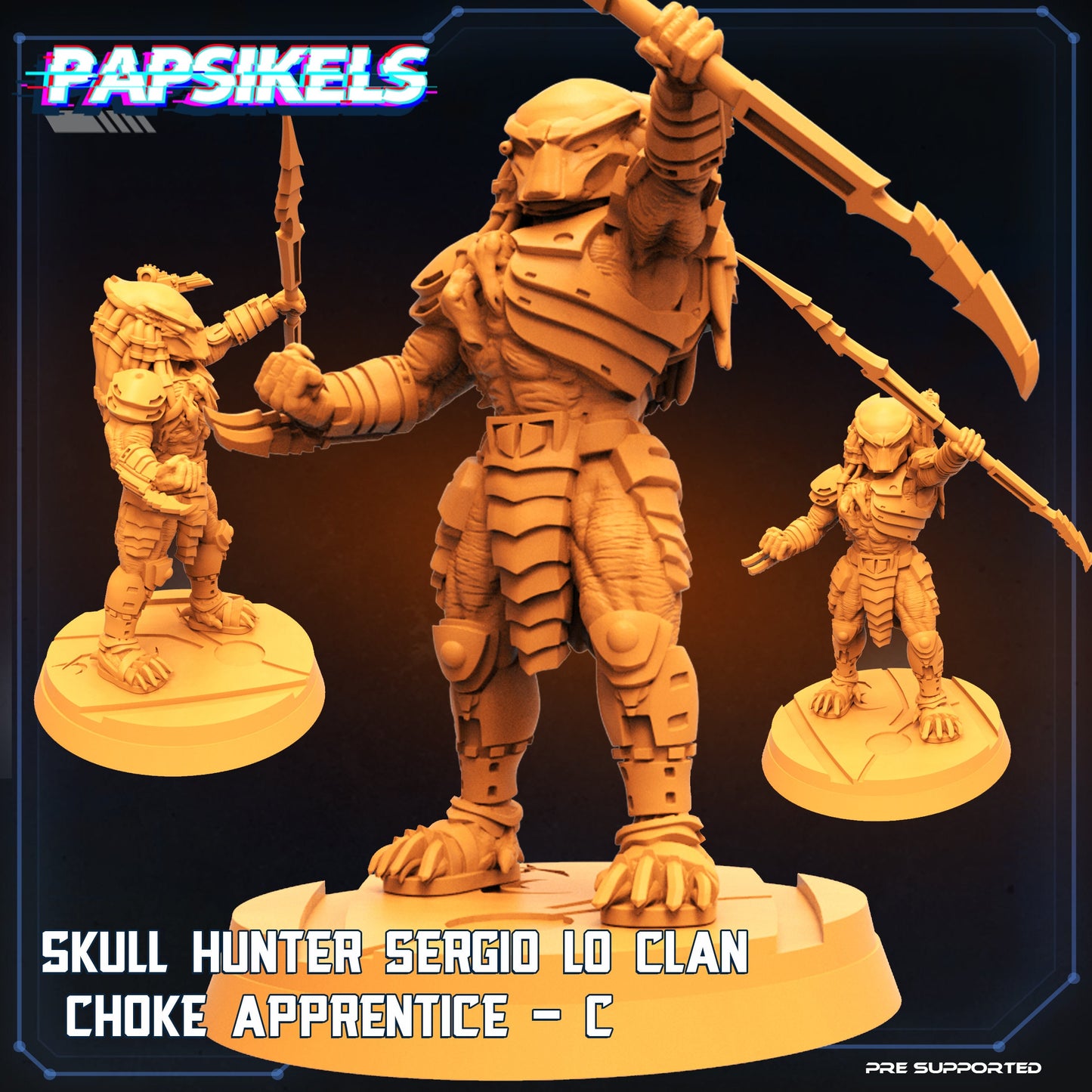 Skull Hunters 32mm Resin Miniature - Sergio Lo Clan Papsikels Tabletop RPG Figurine for Predator-Themed Games