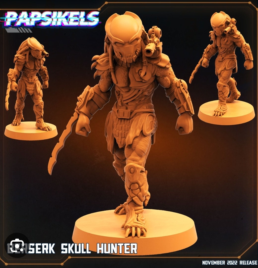 Berserk Skull Hunter Miniature - 32mm Resin Figurine for Tabletop RPG and Wargaming