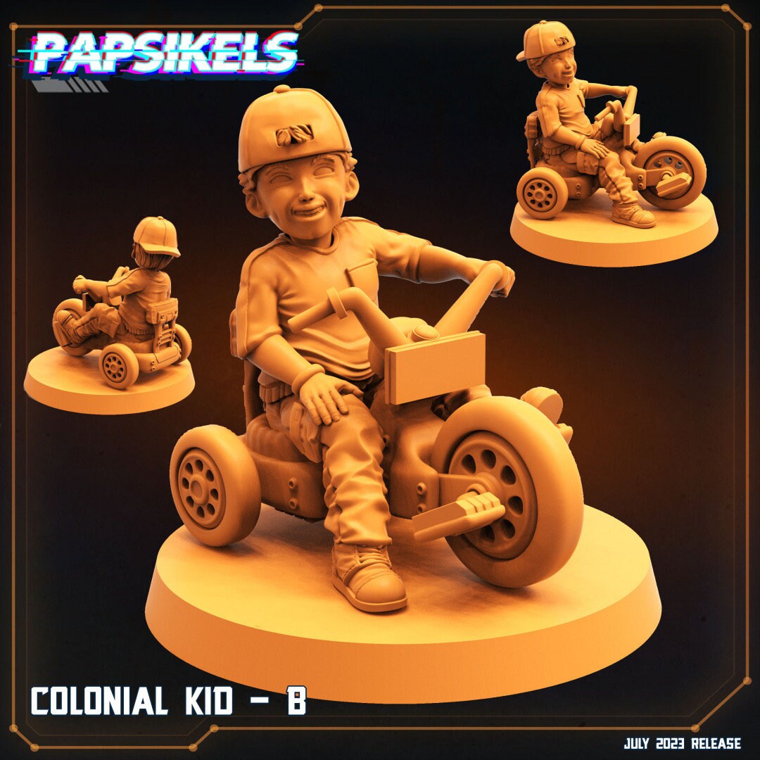 Sci-Fi Colonial Kids 32mm Miniatures for Tabletop RPGs - Alien vs. Human Marines Figures