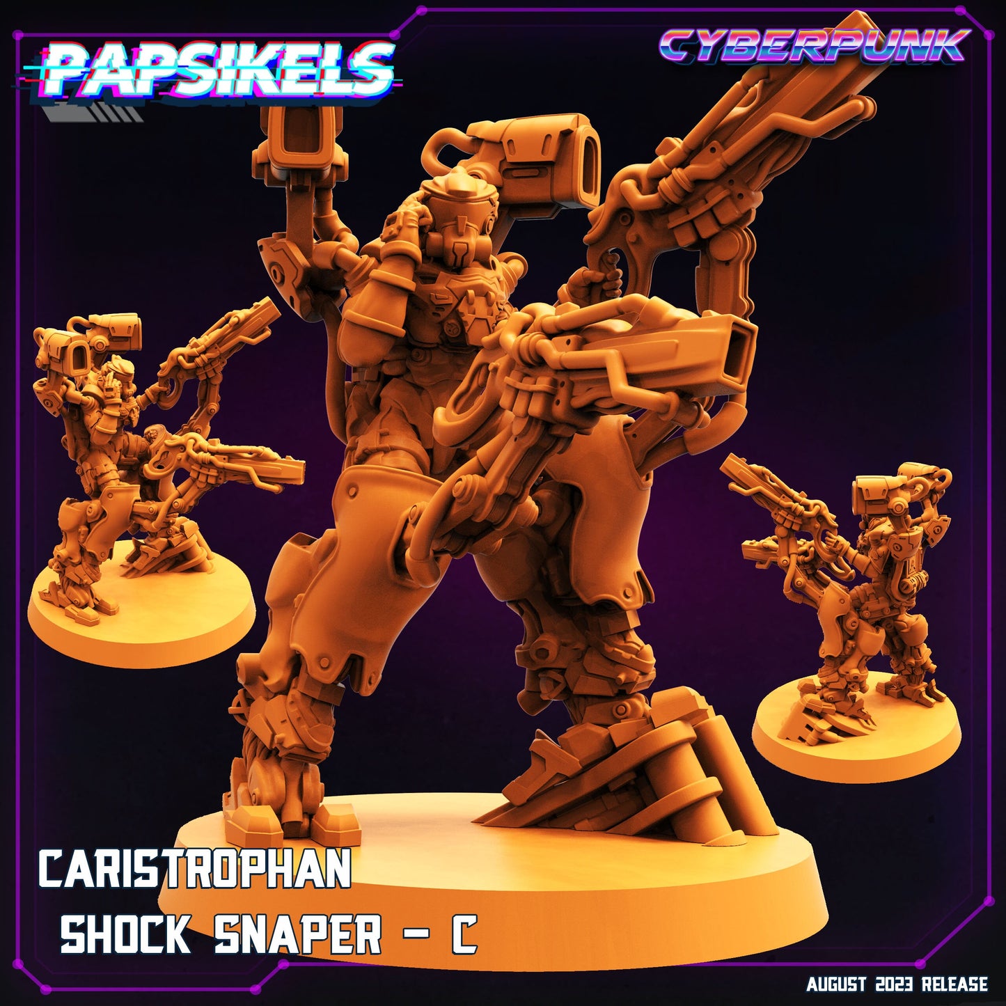 Cyberpunk Caristrophan Shock Snaper Sniper Squad 32mm Miniatures for RPG and Tabletop Gaming