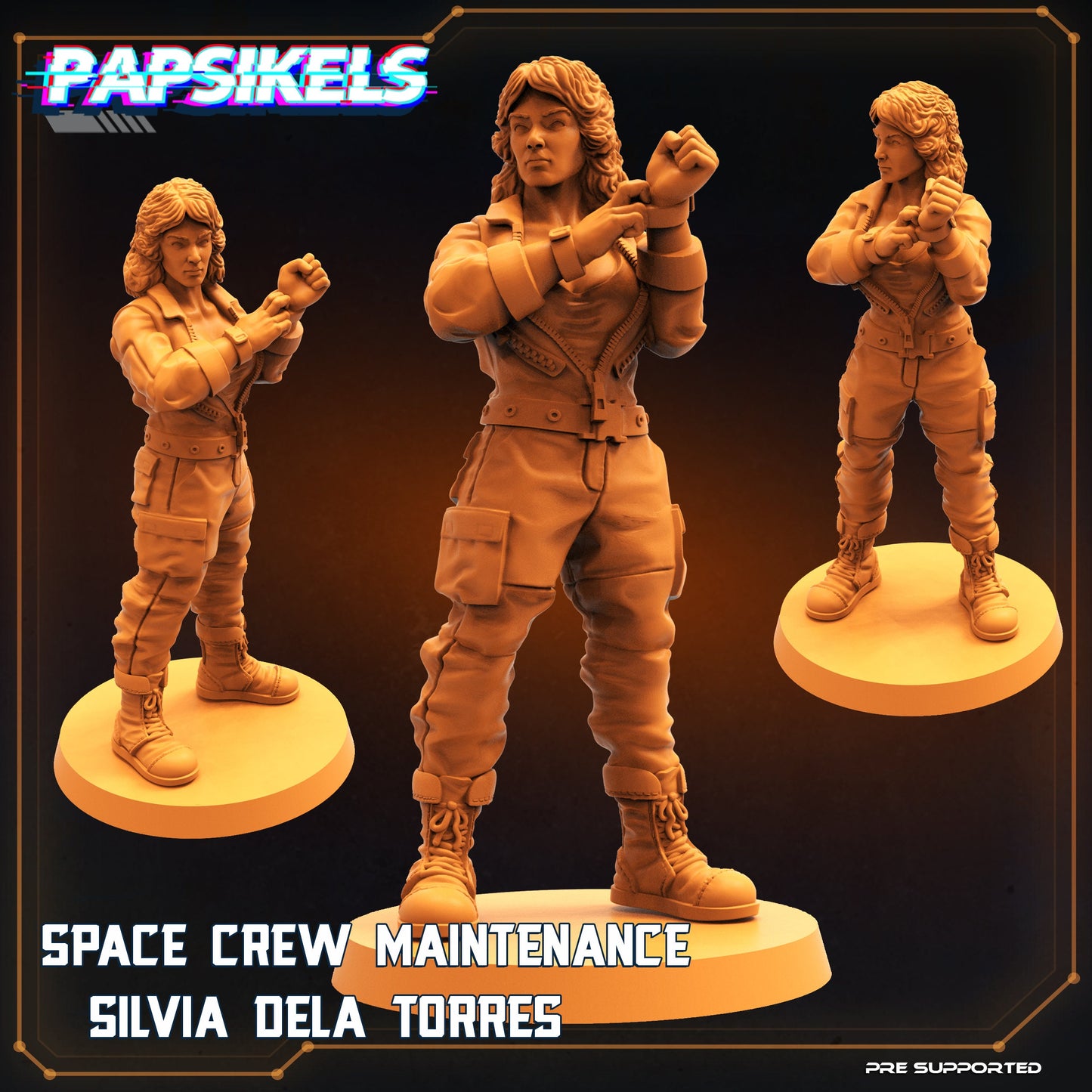 Alien vs Human Space Crew Maintenance Silvia 28mm/32mm Miniature - Papsikels Sci-Fi RPG Tabletop Gaming