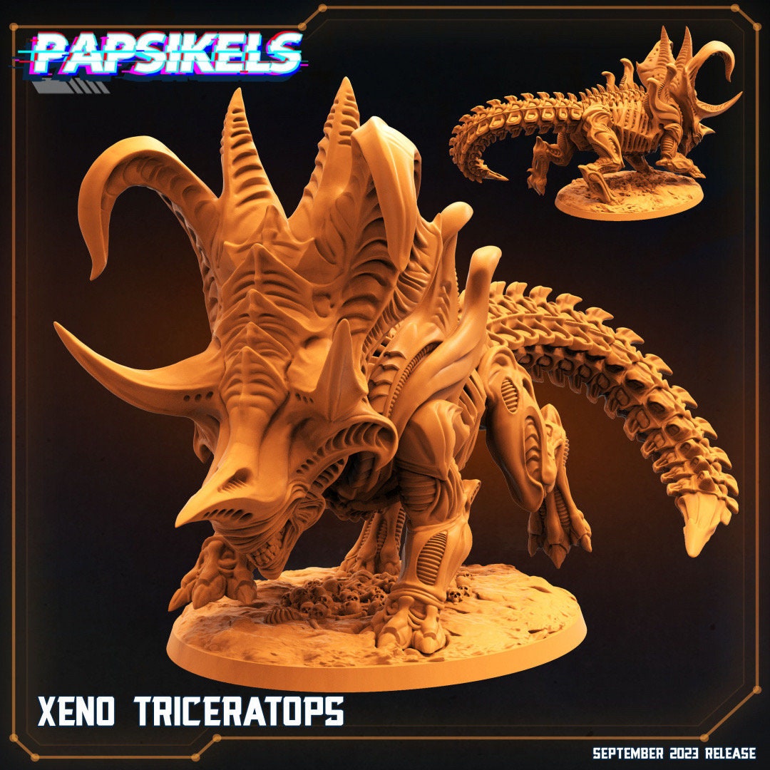 Xenowars Xeno Triceratops Resin Miniature - Papsikels Alien-Inspired Dinosaur for TTRPG Tabletop Gaming