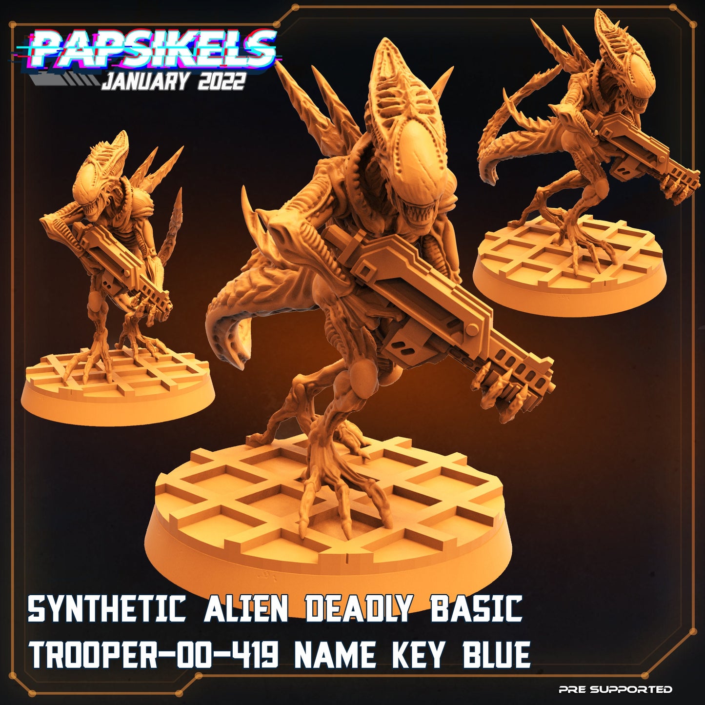 Alien vs Humans Fran Nine Team Synth Miniatures - Sci-Fi RPG Tabletop Gaming Figures by Papsikels