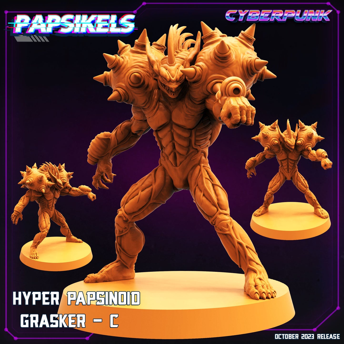 Cyberpunk Hyper Papsinoid Grasker (Guyver) 32mm Miniature for RPG, Anime-Inspired Tabletop Gaming