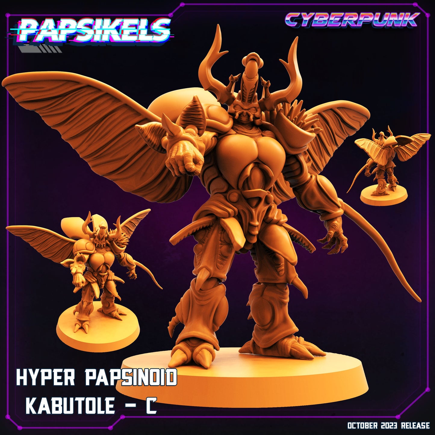 Cyberpunk Hyper Papsinoid Kabutole 32mm Miniature - Guyver Inspired RPG Figurine for Tabletop Gaming