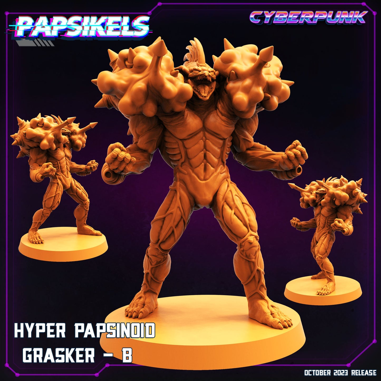 Cyberpunk Hyper Papsinoid Grasker (Guyver) 32mm Miniature for RPG, Anime-Inspired Tabletop Gaming