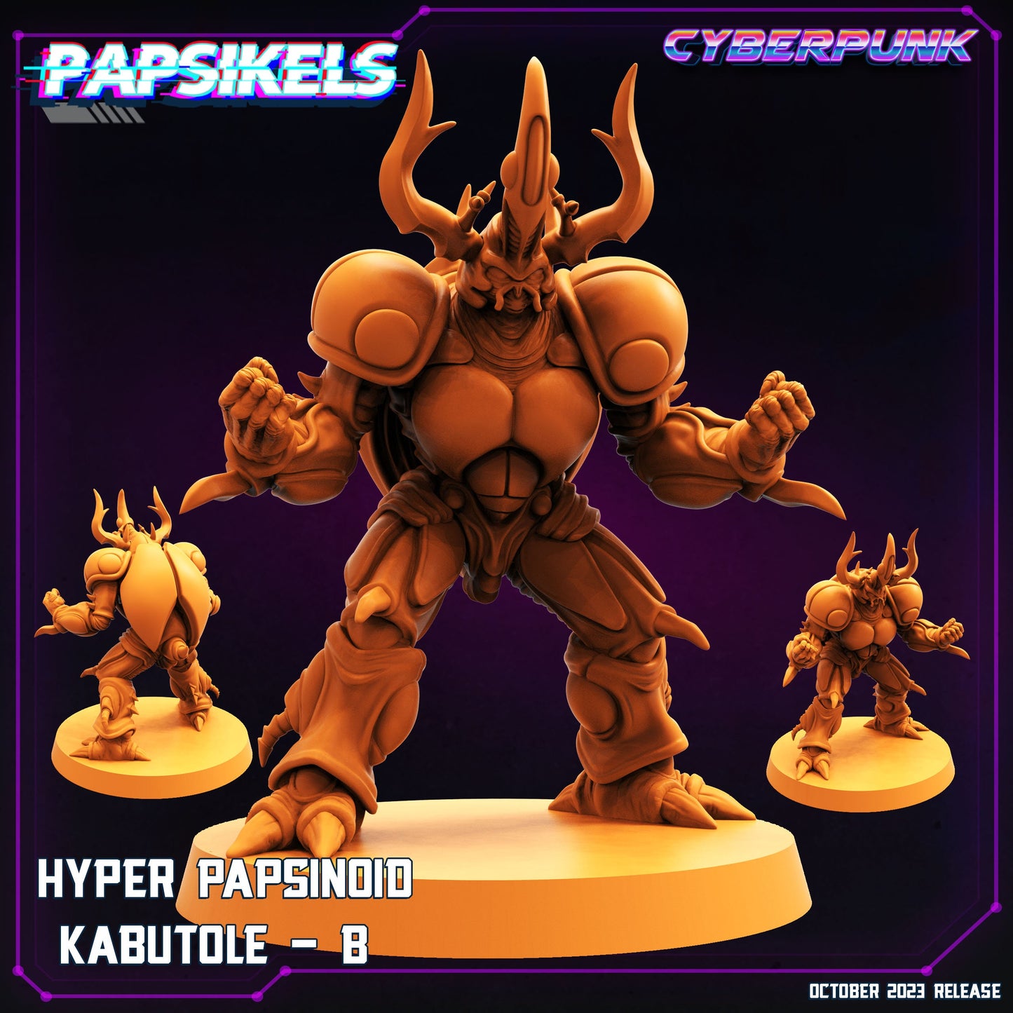 Cyberpunk Hyper Papsinoid Kabutole 32mm Miniature - Guyver Inspired RPG Figurine for Tabletop Gaming