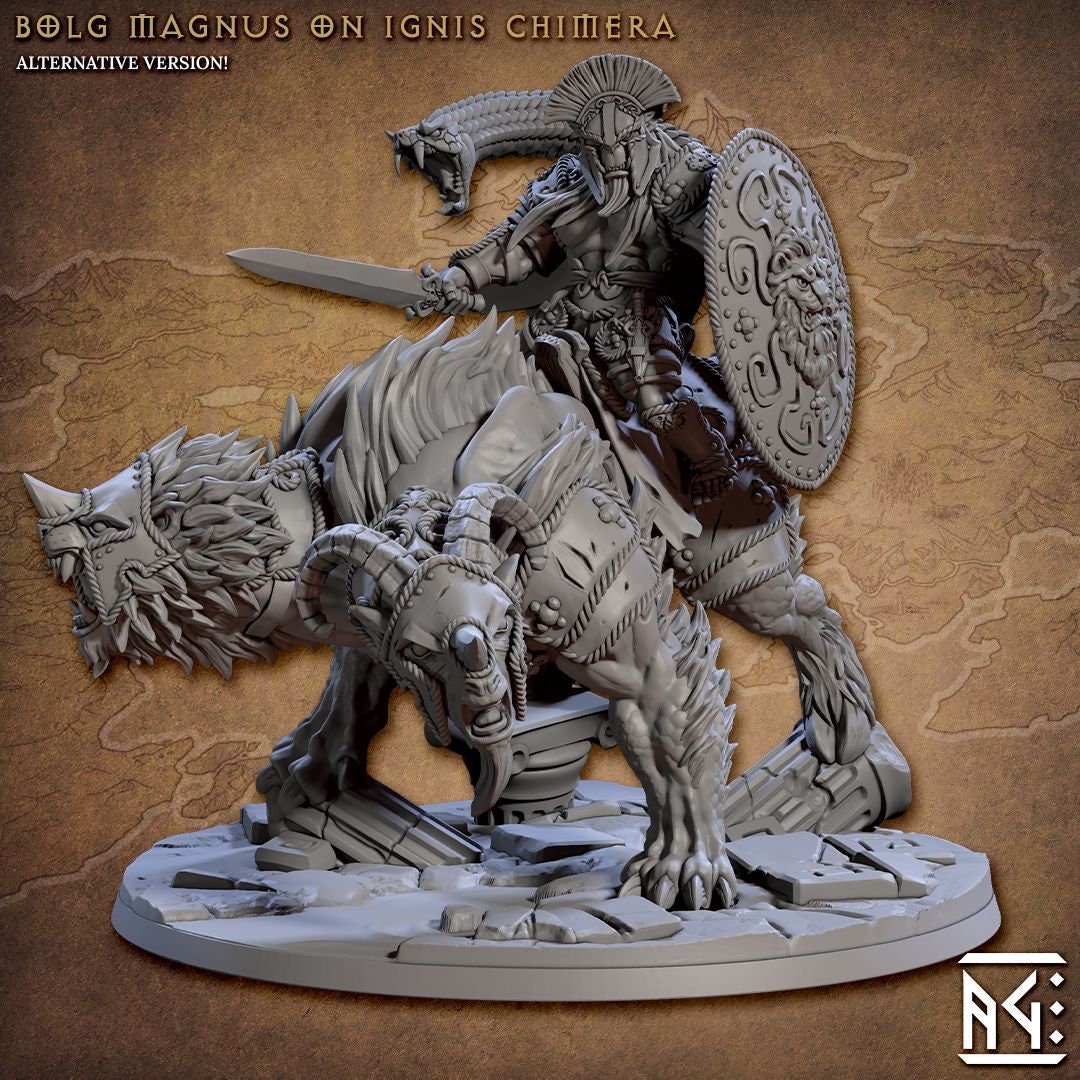Bolg Magnus Chimera: Bronzeclad Greatgoblin Miniature for D&D, Pathfinder, and TTRPG Campaigns