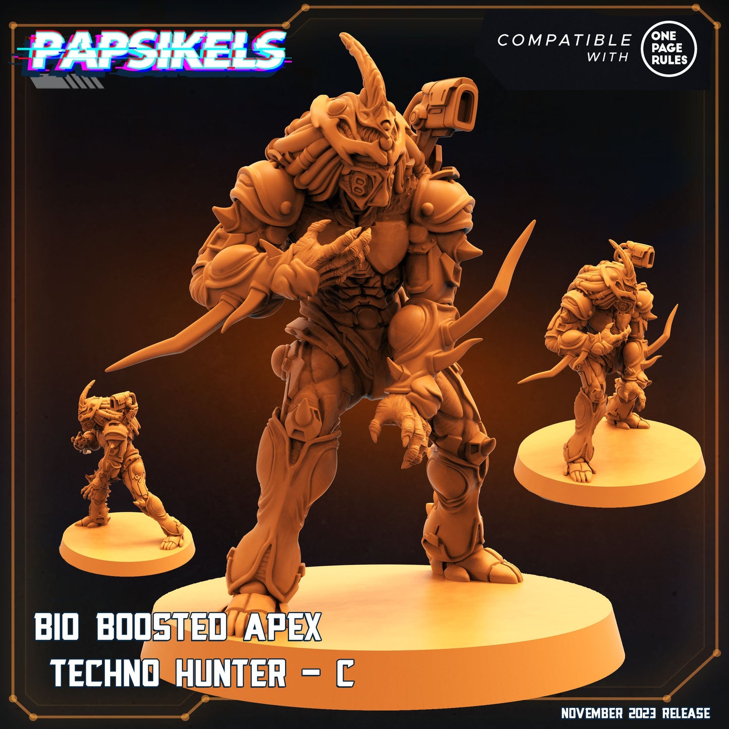Bio-Enhanced Techno Apex Hunters: Guyver-Inspired Skull Army Miniatures for One Page Rules Tabletop Gaming