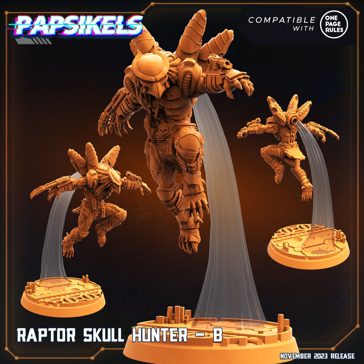Raptor Skull Hunters Army: Guyver Hybrid Miniatures for Tabletop RPG (32mm, Resin)