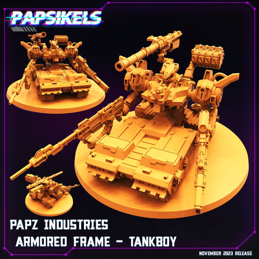 Cyberpunk Armored Frame Tankboy Miniature - Sculpted by Papsikels for Wargaming & RPG