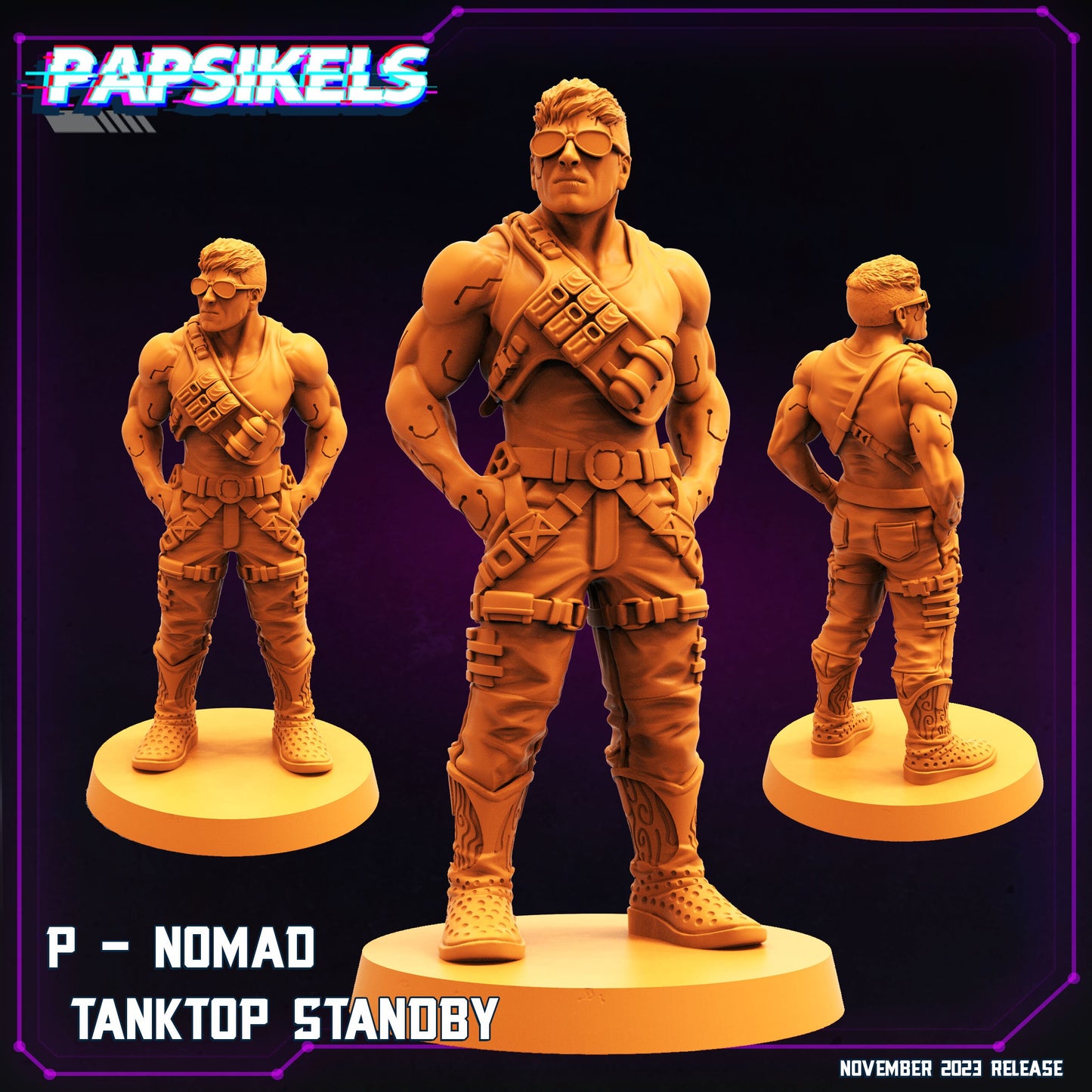Cyberpunk P-Nomad Exterminators 32mm Miniature - Sci-Fi RPG Tabletop Gaming Figure by Papsikels