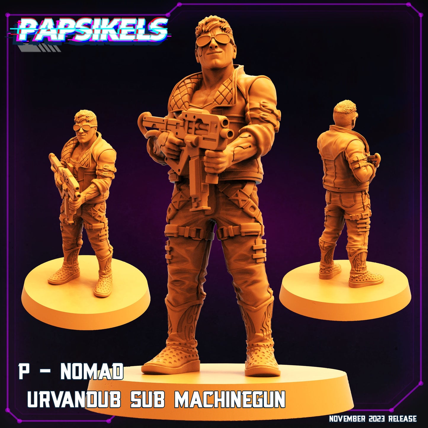 Cyberpunk P-Nomad Exterminators 32mm Miniature - Sci-Fi RPG Tabletop Gaming Figure by Papsikels