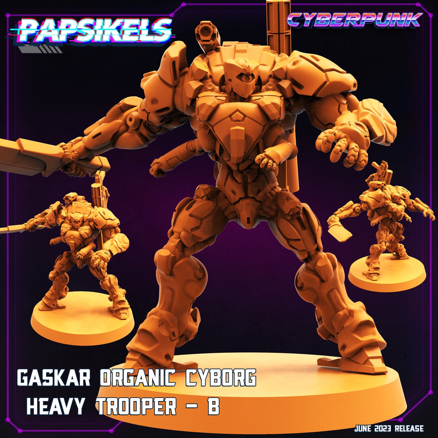 Cyberpunk Gaskar Organic Heavy Trooper Squad Miniatures for Wargaming, RPG, Sci-Fi Tabletop Battles
