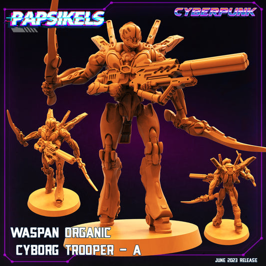 Cyberpunk Waspan Organic Cyborg Trooper Squad Miniature - Sculpted by Papsikels for Wargaming & TTRPG