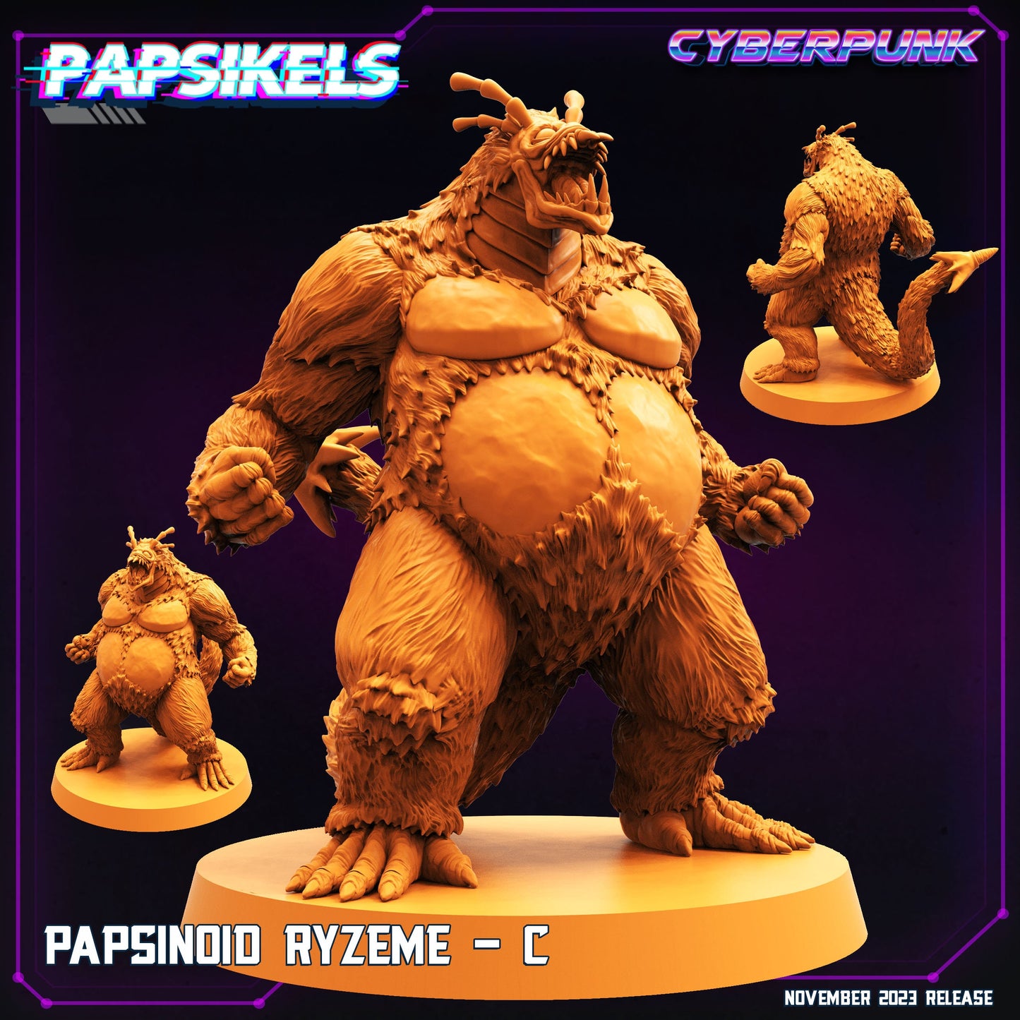 Cyberpunk Papsinoid Ryzeme (Guyver) 32mm Miniature for Tabletop RPG, Anime-Inspired Sci-Fi Gaming