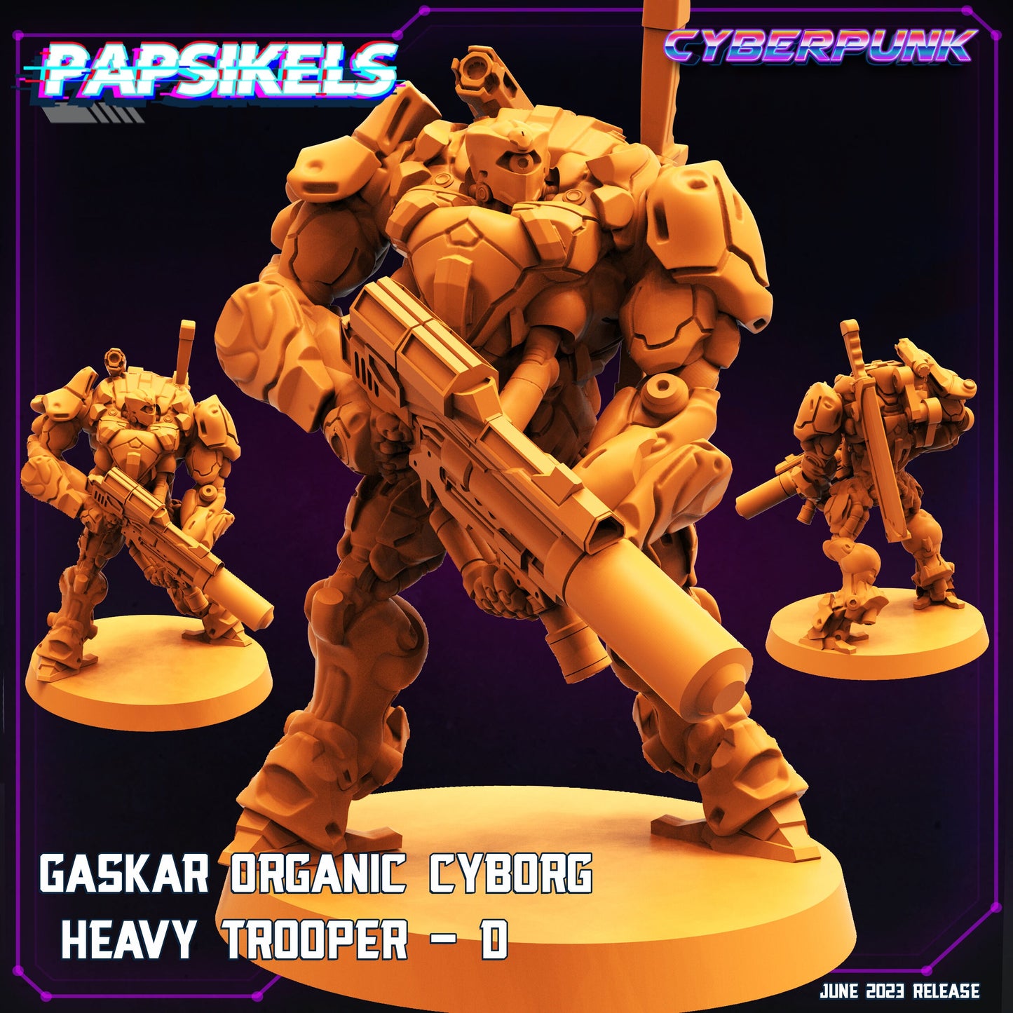 Cyberpunk Gaskar Organic Heavy Trooper Squad Miniatures for Wargaming, RPG, Sci-Fi Tabletop Battles
