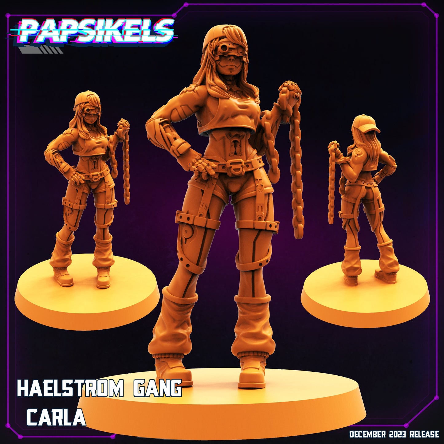 Cyberpunk Haelstrom Gang Carla & Hwanji 32mm Miniatures for RPG Tabletop Gaming by Papsikels