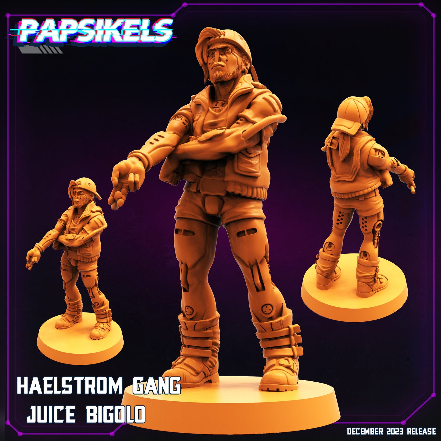Cyberpunk Haelstrom Gang Juice Bigolo 32mm Miniature for RPG - Papsikels Tabletop Gaming Figure