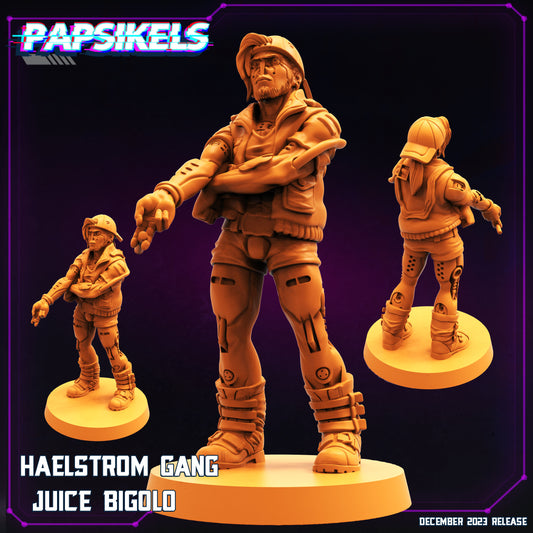 Cyberpunk Haelstrom Gang Juice Bigolo 32mm Miniature for RPG - Papsikels Tabletop Gaming Figure