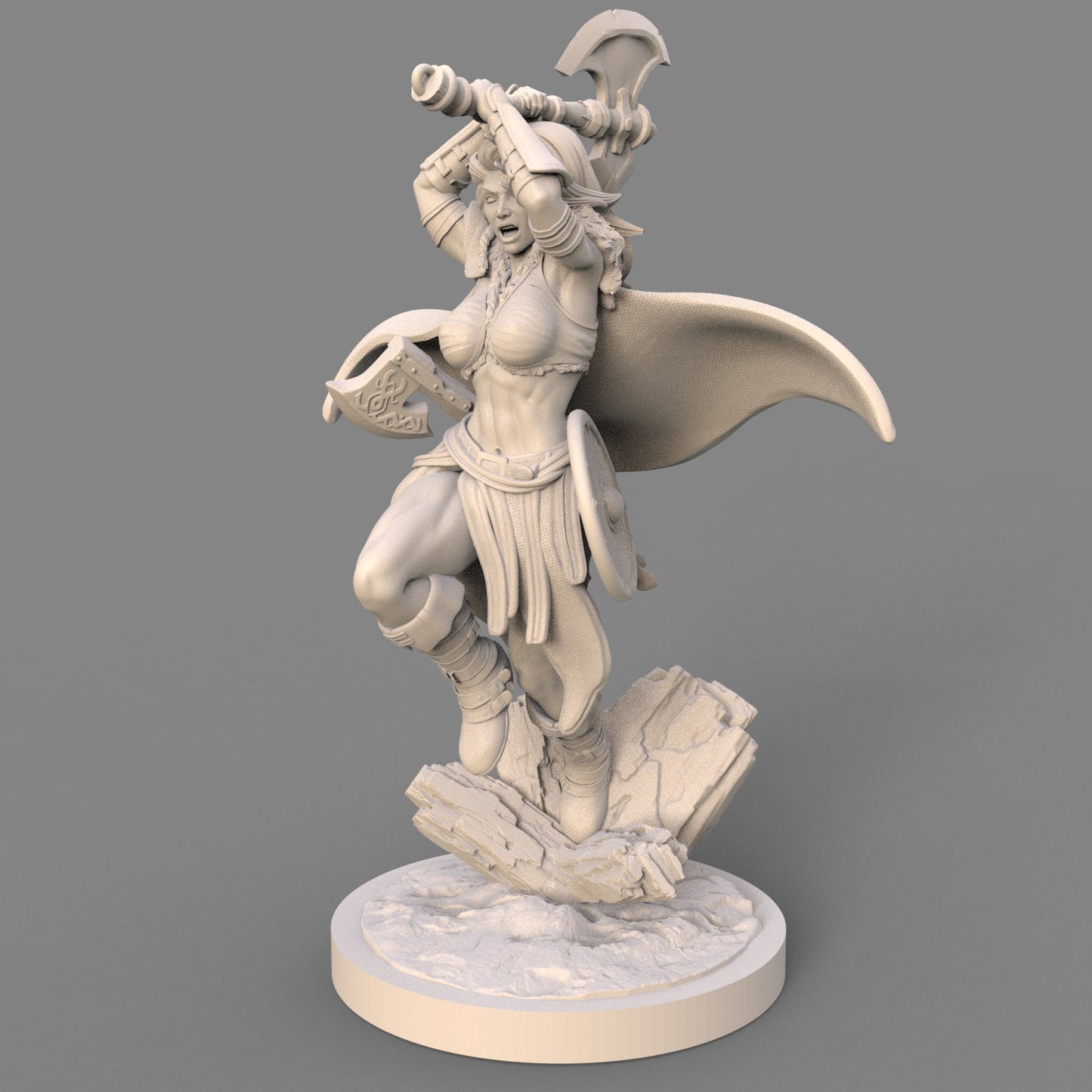 Astrid: Viking Axe-Wielding Stormbreaker Fantasy Miniature - 75mm Scale Resin Figure by Ravi Sampath