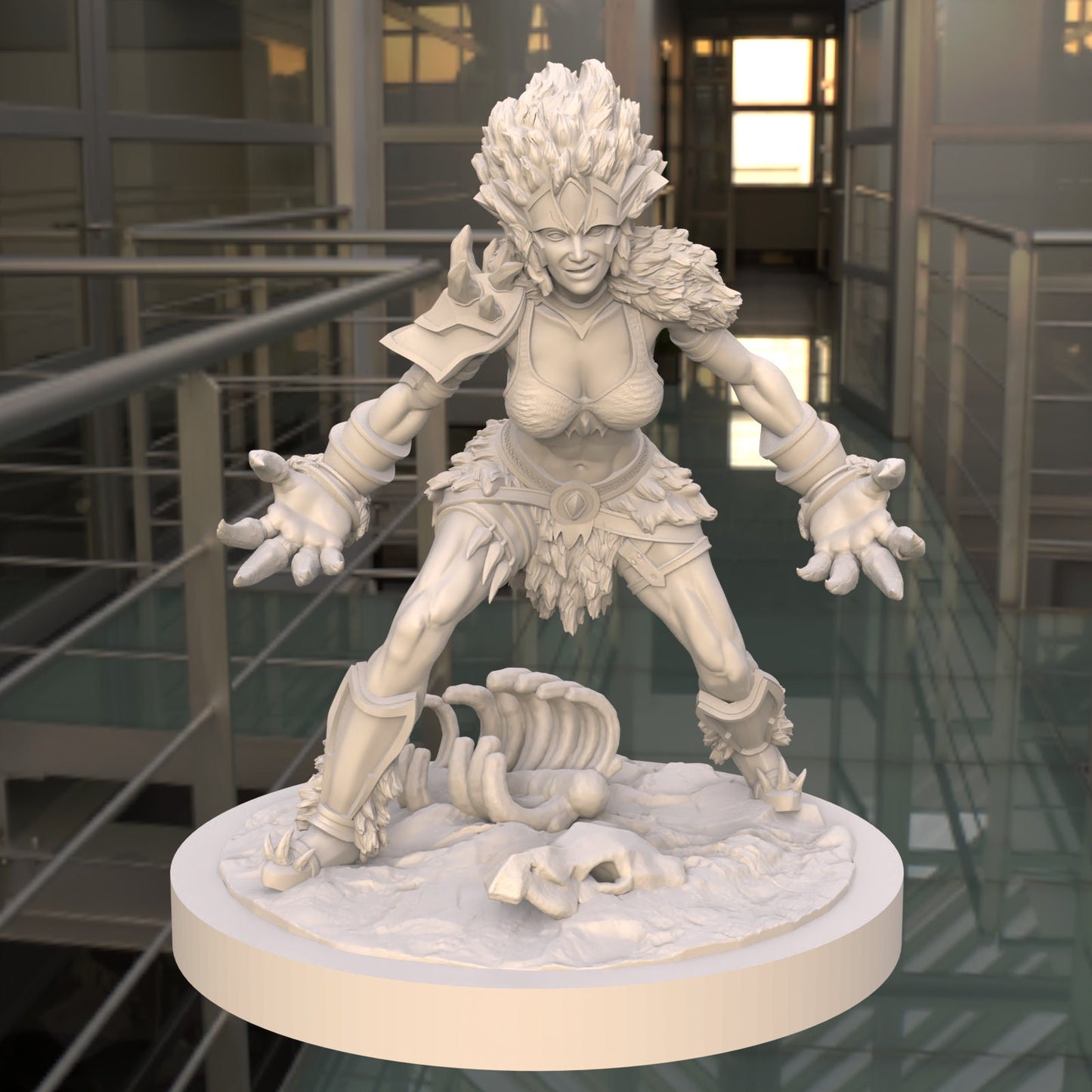 Sylva: Clawed Wildheard Shifter Fantasy Girl Miniature - 75mm Scale Resin Figure by Ravi Sampath