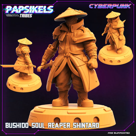 Cyberpunk Bushido Soul Reaper Shintaro: 32mm Papsikels Miniature for Tabletop RPG and Anime Enthusiasts