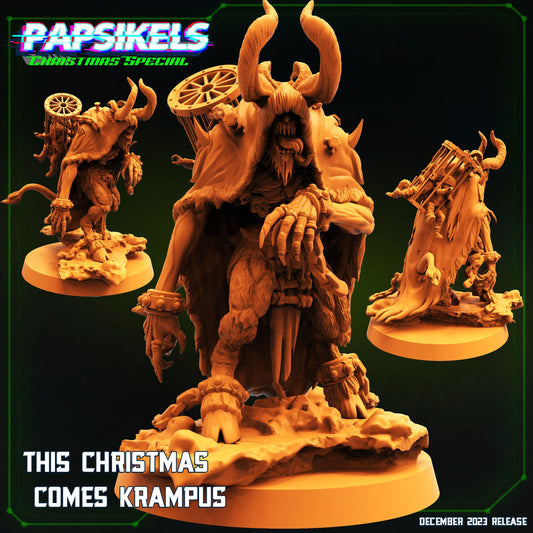Krampus Miniature Sculpture for Christmas - 32mm Wargaming, RPG, TTRPG, Cyberpunk, Anime Themed