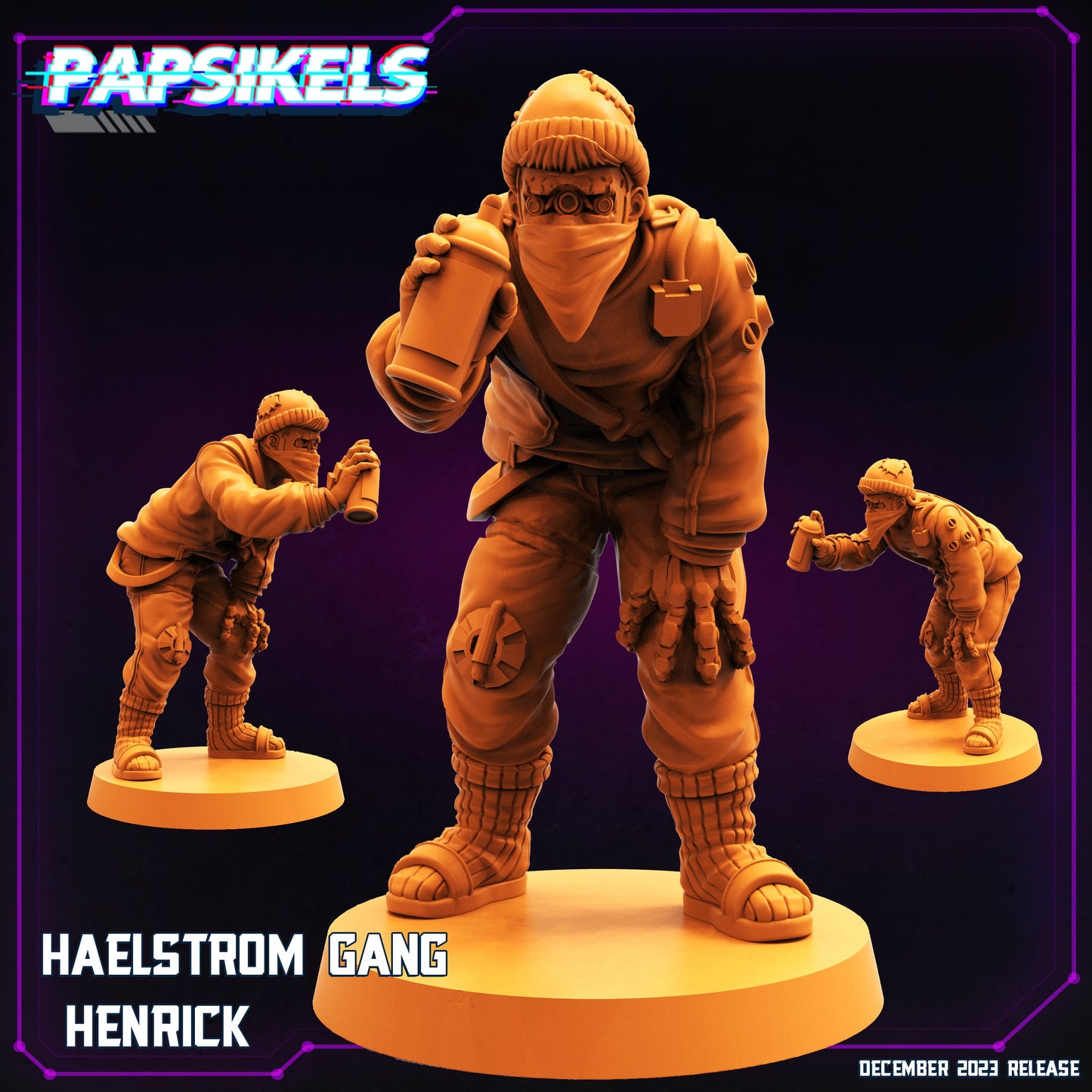 Cyberpunk Haelstrom Gang Henrick 32mm Miniature for RPG and TTRPG - Papsikels Sci-Fi Tabletop Gaming